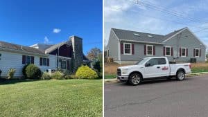 Before and after picture of the vet clinic.